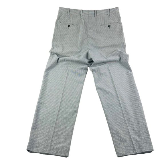 Riviera Sport Gray Seersucker Polyester Cotton Double Pleated Pants Size 36X29 - Picture 5 of 5